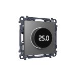 MA655810 Комплект механизма терморегулятора с цифровым дисплеем с подсветкой и датчиком для теплого пола ALFA Антрацит серый QUANT (AP6558, VM1385)