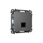 MA662005 Комплект механизма компьютерной розетки RJ-45 экранированной с автоматической защитной шторкой ALFA Антрацит серый QUANT (AP6620, VM185)