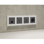 MA662005 Комплект механизма компьютерной розетки RJ-45 экранированной с автоматической защитной шторкой ALFA Антрацит серый QUANT (AP6620, VM185)