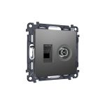 MA662510 Комплект механизма розетки компьютерной + TV оконечной RJ-45 с автоматической защитной шторкой ALFA Антрацит серый (AP6625, VM195)