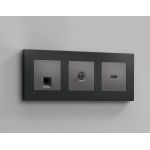 MA663030 Комплект механизма TV розетки проходной ALFA Антрацит серый 5-1000 MHz 4dB QUANT (AP6630, VM211)