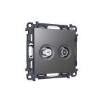 MA663310 Комплект механизма розетки TV оконечной + SAT 5-862MHz 3.5dB/950-2150MHz 3.5dB ALFA Антрацит серый QUANT (AP6633, VM217)