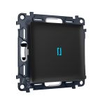 MA802040 Комплект механизма 1-кл проходного выключателя с подсветкой 10000K ALFA Черный матовый QUANT (AP8020, VM105, G29B)