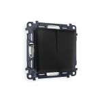 MA803030 Комплект механизма 2-клавишного перекрестного выключателя 10A-250V ALFA Черный матовый QUANT (AP8030, VM125)