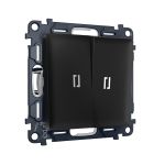 MA804015 Комплект механизма 2-кл выключателя с подсветкой 5600K ALFA Черный матовый QUANT (AP8040, VM115, G14W)