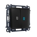 MA804040 Комплект механизма 2-кл проходного выключателя с подсветкой 10000K ALFA Черный матовый QUANT (AP8040, VM120, G29B)