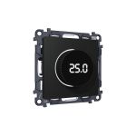 MA805810 Комплект механизма терморегулятора с цифровым дисплеем с подсветкой и датчиком для теплого пола ALFA Черный матовый QUANT (AP8058, VM1385)