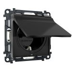 MA808010 Комплект механизма электрической розетки ALFA Черный матовый с/з с шторками и крышкой IP44 QUANT (AP8080, VM141)