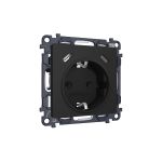 MA810510 Комплект механизма электрической розетки 2USB С+C 20W с/з на винтовых зажимах 16A-250V ALFA Черный матовый QUANT (AP8105, VM165)