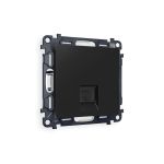 MA812005 Комплект механизма компьютерной розетки RJ-45 экранированной с автоматической защитной шторкой ALFA Черный матовый QUANT (AP8120, VM185)