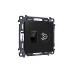 MA812510 Комплект механизма розетки компьютерной + TV оконечной RJ-45 с автоматической защитной шторкой ALFA Черный матовый (AP8125, VM195)