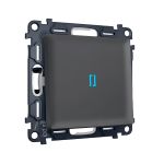 MA902040 Комплект механизма 1-кл проходного выключателя с подсветкой 10000K ALFA Графит мягкое касание QUANT (AP9020, VM105, G29B)