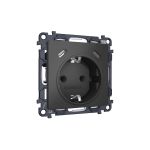 MA910510 Комплект механизма электрической розетки 2USB С+C 20W с/з на винтовых зажимах 16A-250V ALFA Графит мягкое касание QUANT (AP9105, VM165)