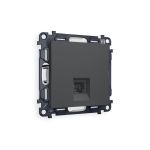 MA912005 Комплект мех-ма компьютерной розетки RJ-45 экранированной с автоматической защитной шторкой ALFA Графит мягкое касание QUANT (AP9120, VM185)