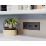 MA912510 Комплект мех-ма розетки компьютерной + TV оконечной RJ-45 с автоматической защитной шторкой ALFA Графит мягкое касание QUANT (AP9125, VM195)