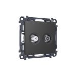 MA913310 Комплект механизма розетки TV оконечной + SAT 5-862MHz 3.5dB/950-2150MHz 3.5dB ALFA Графит мягкое касание QUANT (AP9133, VM217)