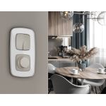 MO363030 Комплект механизма 2-клавишного перекрестного выключателя 10A-250V OMEGA Серо-бежевый матовый QUANT (OP3630, VM125)