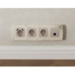 MO372005 Комплект мех-ма компьютерной розетки RJ-45 экранированной с автоматической защитной шторкой OMEGA Серо-бежевый матовый QUANT (OP3720, VM185)