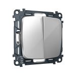 MO403030 Комплект механизма 2-клавишного перекрестного выключателя 10A-250V OMEGA Серебро глянец QUANT (OP4030, VM125)