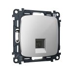 MO412005 Комплект механизма компьютерной розетки RJ-45 экранированной с автоматической защитной шторкой OMEGA Серебро глянец QUANT (OP4120, VM185)