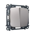 MO503030 Комплект механизма 2-клавишного перекрестного выключателя 10A-250V OMEGA Сталь матовый QUANT (OP5030, VM125)