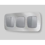 MO503030 Комплект механизма 2-клавишного перекрестного выключателя 10A-250V OMEGA Сталь матовый QUANT (OP5030, VM125)