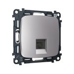 MO512005 Комплект механизма компьютерной розетки RJ-45 экранированной с автоматической защитной шторкой OMEGA Сталь матовый QUANT (OP5120, VM185)