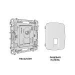 MO512005 Комплект механизма компьютерной розетки RJ-45 экранированной с автоматической защитной шторкой OMEGA Сталь матовый QUANT (OP5120, VM185)