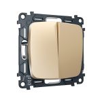 MO603030 Комплект механизма 2-клавишного перекрестного выключателя 10A-250V OMEGA Шампань QUANT (OP6030, VM125)