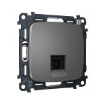 MO662005 Комплект механизма компьютерной розетки RJ-45 экранированной с автоматической защитной шторкой OMEGA Антрацит серый QUANT (OP6620, VM185)
