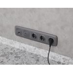 MO662005 Комплект механизма компьютерной розетки RJ-45 экранированной с автоматической защитной шторкой OMEGA Антрацит серый QUANT (OP6620, VM185)