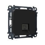 MO812005 Комплект механизма компьютерной розетки RJ-45 экранированной с автоматической защитной шторкой OMEGA Черный матовый QUANT (OP8120, VM185)