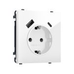 MS110010 Комплект механизма электрической розетки SIGMA Белый глянец 2USB A+C 20W (быст. зар.) с/з с/ш 16A-250V QUANT PRO (SP1100, PR160)