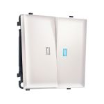 MS204040 Комплект механизма 2-кл проходного выключателя с подсветкой 10000K SIGMA Жемчуг 10A-250V QUANT PRO (SP2040, PR120, G29B)
