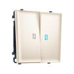 MS244040 Комплект механизма 2-кл проходного выключателя с подсветкой 10000K SIGMA Жемчужно-кремовый 10A-250V QUANT PRO (SP2440, PR120, G29B)