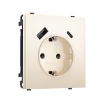 MS250010 Комплект механизма электрической розетки SIGMA Жемчужно-кремовый 2USB A+C 20W (быст. зар.) с/з с/ш 16A-250V QUANT PRO (SP2500, PR160)