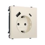 MS330010 Комплект механизма электрической розетки SIGMA Бежевый матовый 2USB A+C 20W (быст. зар.) с/з с/ш 16A-250V QUANT PRO (SP3300, PR160)