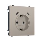 MS370510 Комплект механизма электрической розетки SIGMA Серо-бежевый матовый 2USB С+C 20W (быст. зар.) с/з с/ш 16A-250V QUANT PRO (SP3705, PR165)