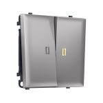 MS504010 Комплект механизма 2-кл выключателя с подсветкой 3200K SIGMA Сталь матовый 10A-250V QUANT PRO (SP5040, PR115, G11Y)