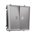 MS504035 Комплект механизма 2-кл проходного выключателя с подсветкой 5600K SIGMA Сталь матовый 10A-250V QUANT PRO (SP5040, PR120, G25W)