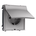 MS508010 Комплект механизма электрической розетки SIGMA Сталь матовый 50Hz 2P+E с/з с/ш и крышкой IP44 16A-250V QUANT PRO (SP5080, PR141)