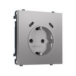 MS510510 Комплект механизма электрической розетки SIGMA Сталь матовый 2USB С+C 20W (быст. зар.) с/з с/ш 16A-250V QUANT PRO (SP5105, PR165)