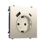 MS550010 Комплект механизма электрической розетки SIGMA Шёлк 2USB A+C 20W (быст. зар.) с/з с/ш 16A-250V QUANT PRO (SP5500, PR160)