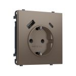 MS640010 Комплект механизма электрической розетки SIGMA Темная бронза матовый 2USB A+C 20W (быст. зар.) с/з с/ш 16A-250V QUANT PRO (SP6400, PR160)