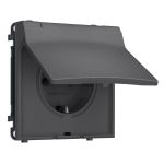 MS658010 Комплект механизма электрической розетки SIGMA Антрацит серый 50Hz 2P+E с/з с/ш и крышкой IP44 16A-250V QUANT PRO (SP6580, PR141)