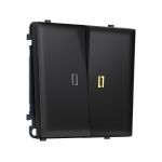 MS804010 Комплект механизма 2-кл выключателя с подсветкой 3200K SIGMA Черный матовый 10A-250V QUANT PRO (SP8040, PR115, G11Y)
