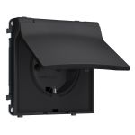 MS808010 Комплект механизма электрической розетки SIGMA Черный матовый 50Hz 2P+E с/з с/ш и крышкой IP44 16A-250V QUANT PRO (SP8080, PR141)