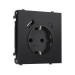 MS810010 Комплект механизма электрической розетки SIGMA Черный матовый 2USB A+C 20W (быст. зар.) с/з с/ш 16A-250V QUANT PRO (SP8100, PR160)