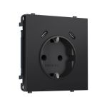 MS810510 Комплект механизма электрической розетки SIGMA Черный матовый 2USB С+C 20W (быст. зар.) с/з с/ш 16A-250V QUANT PRO (SP8105, PR165)