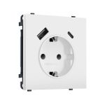 MS830010 Комплект механизма электрической розетки SIGMA Белый мягкое касание 2USB A+C 20W (быст. зар.) с/з с/ш 16A-250V QUANT PRO (SP8300, PR160)